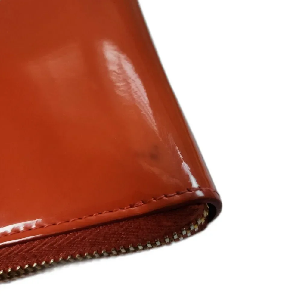 MIU MIU Orange Zip Signature Patent Leather Bow Long Wallet and Box